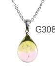 黄緑超薄ピンク色のグラデーションが美しい ガラスの遺骨ペンダント