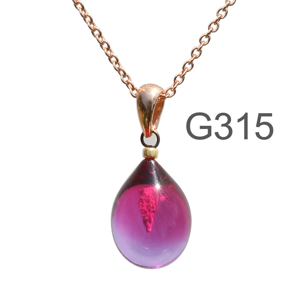 金赤多薄パープル色のグラデーションが美しい ガラスの遺骨ペンダント