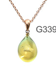 若葉色薄アンバー色のグラデーションが美しい ガラスの遺骨ペンダント